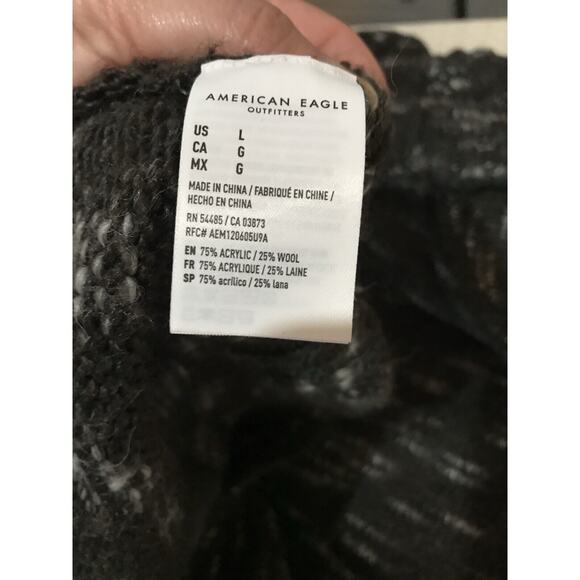 American Eagle Turtleneck Cable Knit Wool Blend Sweater Gray Size L Women Long - Picture 6 of 6